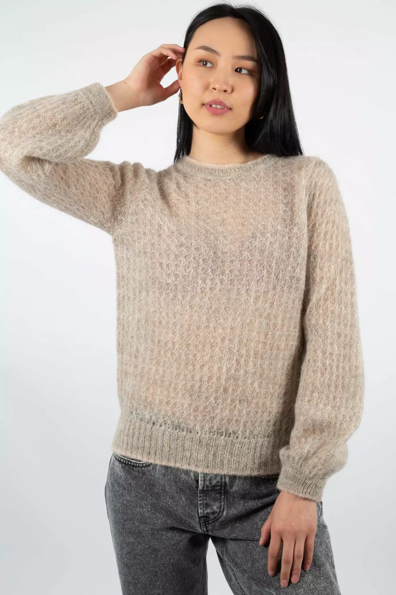 Second Female Brett Knit O-Neck - Parchment 3 Second Female Brett Knit O-Neck - Parchment - Bilde 3