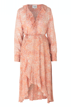 Second Female Floral LS Wrap Dress - Apricot Brandy
