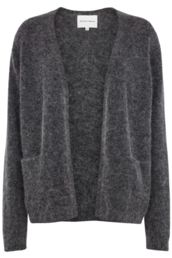 Second Female Brook Knit Short Cardigan - Dark Grey Melange