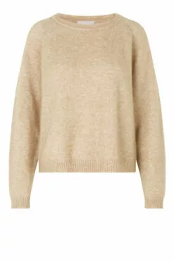 Second Female Brook Knit New Loose O-Neck - Brazilian Sand