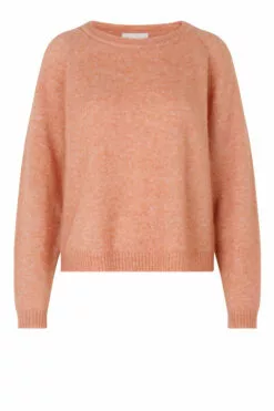 Second Female Brook Knit New Loose O-Neck - Light Mahagony