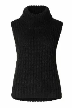 Second Female Ivory Knit Vest - Black
