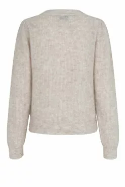 Second Female Brooky Knit Puff O-Neck - Brazilian Sand -Second Female Salg 54354 1009 BROOKY KNIT PUFF O NECK BRAZILIAN SAND 2