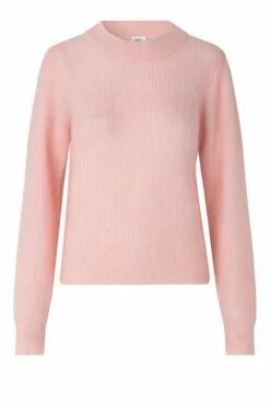 Second Female Brooky Knit Puff O-Neck - Silver Pink