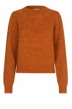 Second Female Brooky Knit Puff O-Neck - Cinnamon Stick