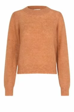 Second Female Brooky Knit Puff O-Neck - Toasted Nut