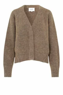 Second Female Brook Knit Reverse Boxy Cardigan - Desert Taupe