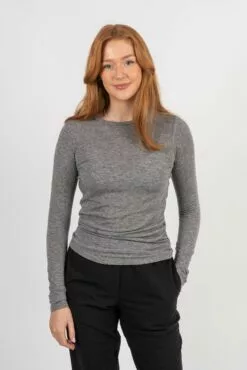 Second Female Matima O-Neck Tee - Grey Melange -Second Female Salg 55473 7002 mod MatimaO NeckTee GreyMelange 1