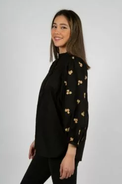 Second Female Wisteria Blouse - Black -Second Female Salg 55611 8001 mod WisteriaBlouse Black 6