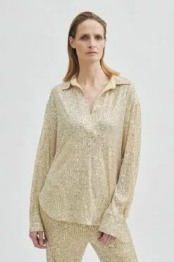 Second Female Shine On Blouse - Silver -Second Female Salg 56636 7019 13