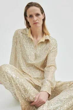 Second Female Shine On Blouse - Silver -Second Female Salg 56636 7019 15