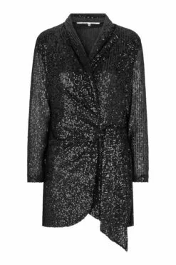 Second Female Shine On Wrap Dress - Black