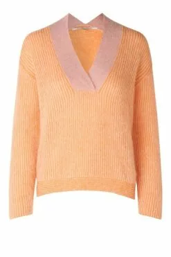 Second Female Vibse Knit V-Neck - Apricot