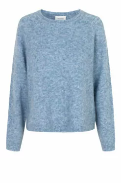 Second Female Brook Knit New Loose O-Neck - Blue Bonnet