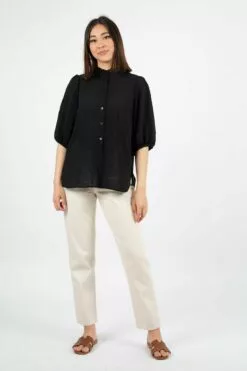 Second Female Tara SS Shirt - Black -Second Female Salg 8I6C7502