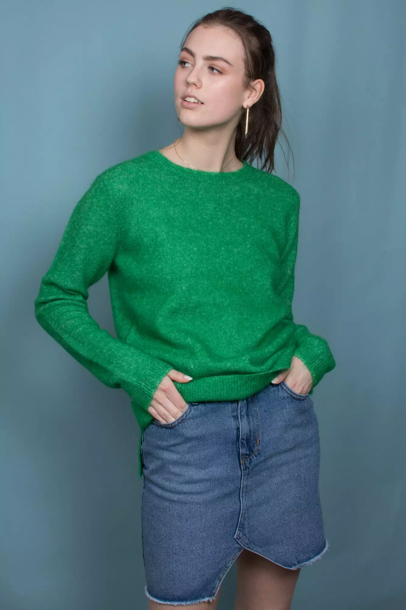 Second Female Brook Knit New O-Neck - Medium Green 3 Second Female Brook Knit New O-Neck - Medium Green - Bilde 3