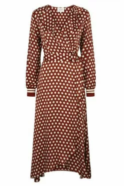 Second Female Spotty Wrap Dress - Rustic Brown