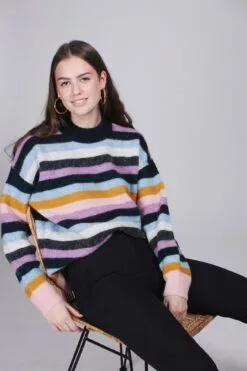 Second Female Maville Knit Loose Multi O-neck - English Lavender -Second Female Salg S0eWQ3anQMCC61cIRZth Attachment 3