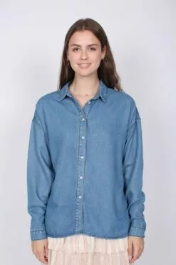 Second Female Lyle Shirt - Blue Denim -Second Female Salg Ti3lz6h4QkuoDTaqP5rA IMG 8533