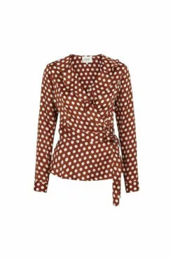 Second Female Spotty Wrap Blouse - Rustic Brown