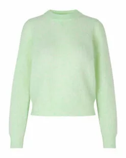 Second Female Brooky Knit Puff O-Neck - Clearly Aqua