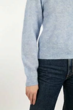 Second Female Brooky Knit Puff O-Neck - Brunnera Blue -Second Female Salg bf7d7771 06fb 4d3f b31a acafbdf8a871