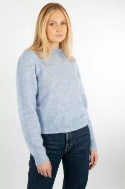 Second Female Brooky Knit Puff O-Neck - Brunnera Blue -Second Female Salg e8fe64f5 4646 4e59 868f 14ea07fc4586