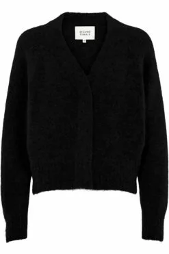 Second Female Brook Knit Boxy Cardigan - Black