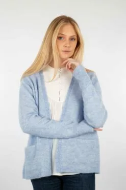 Second Female Brook Knit New Short Cardigan - Brunnera Blue -Second Female Salg ed7a3946 3c40 4deb 86c0 c403724f6a35