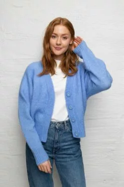 Second Female Brook Knit Boxy Cardigan - Cornflower Blue -Second Female Salg innkj psm te uke33 150