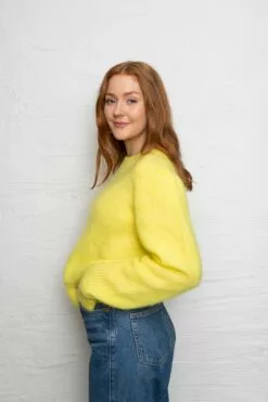 Second Female Brooky Knit Puff O-Neck - Limelight -Second Female Salg innkj psm te uke33 193