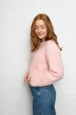 Second Female Brooky Knit Puff O-Neck - Silver Pink -Second Female Salg innkj psm te uke33 199