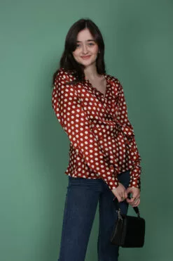 Second Female Spotty Wrap Blouse - Rustic Brown -Second Female Salg jEycEsqTryIjHpPuJrvw IMG 0244