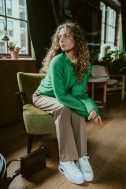 Second Female Brookline Knit O-Neck - Green Tambourine -Second Female Salg kampanje uke34 75