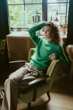 Second Female Brookline Knit O-Neck - Green Tambourine -Second Female Salg kampanje uke34 80