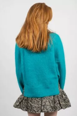 Second Female Brook Knit Oversize T-Neck - Tropical Green -Second Female Salg modell uke40 2 38