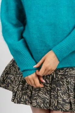 Second Female Brook Knit Oversize T-Neck - Tropical Green -Second Female Salg modell uke40 2 41