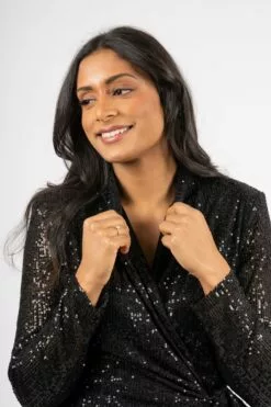 Second Female Shine On Wrap Dress - Black -Second Female Salg modell uke46 1 42