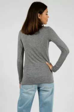 Second Female Matima T-Neck Tee - Grey Melange -Second Female Salg modellbilder uke32 320