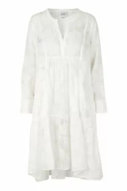 Second Female Mila LS Midi Dress - White Alyssum